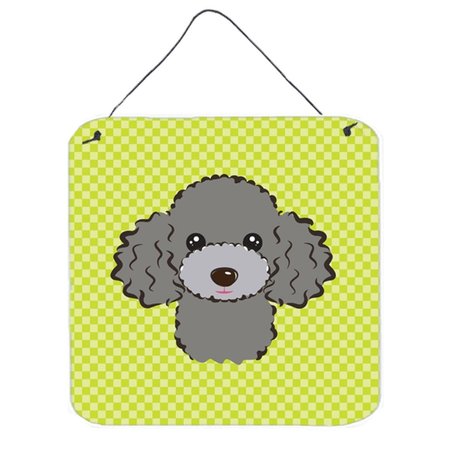 MICASA Checkerboard Lime Green Silver Gray Poodle Aluminum Metal Wall Or Door Hanging Prints6 x 6 In. MI632227